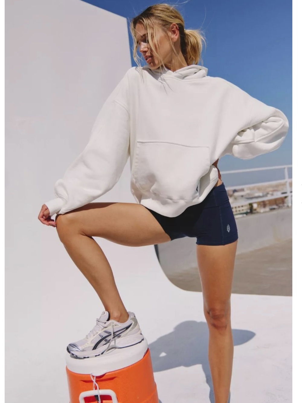 FP Movement by Free People Cream Oversized Pullover Hoodie